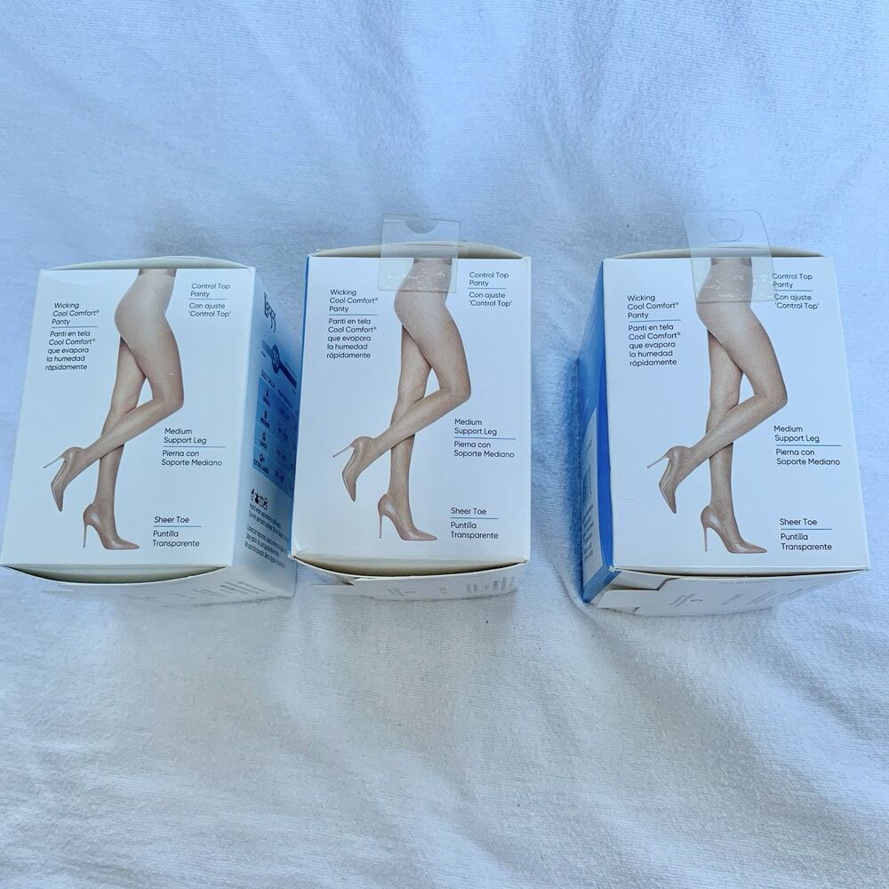 L’eggs 3 Pack Sheer Energy Control Top Medium Support Compression Tights Sz Q+ - Picture 4 of 8